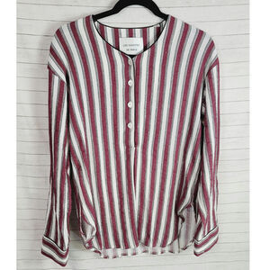LES COYOTES DE PARIS LANU STRIPE BUTTON UP BLOUSE, sz 36/Small